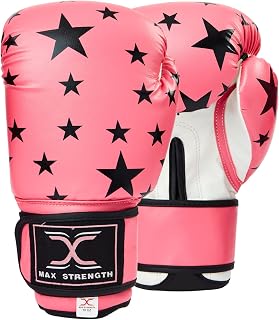 MAXSTRENGTH Boxing Gloves for Training & Muay Thai | Mitts for Sparring, Kickboxing, Fighting | Great for Heavy Punch Bag, Grappling Dummy Double End Speed Ball & Focus Pads Punching, Sizes 4oz, 6oz, 8oz, 10oz, 12oz, 14oz, 16oz