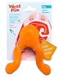 West Paw Zogoflex Tizzi Interactive Treat Dispensing Dog Fetch Play Toy, 100% Guaranteed Tough, It Floats!, Made in USA, 4.5-Inch Small, Tangerine
