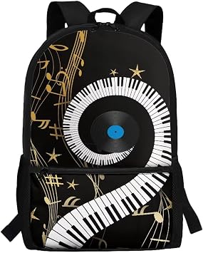 Kids School Backpacks for Girls Boys Piano Keys Music Notes Elementary School Bags Bookbag Middle School Student Travel Casual Daypack