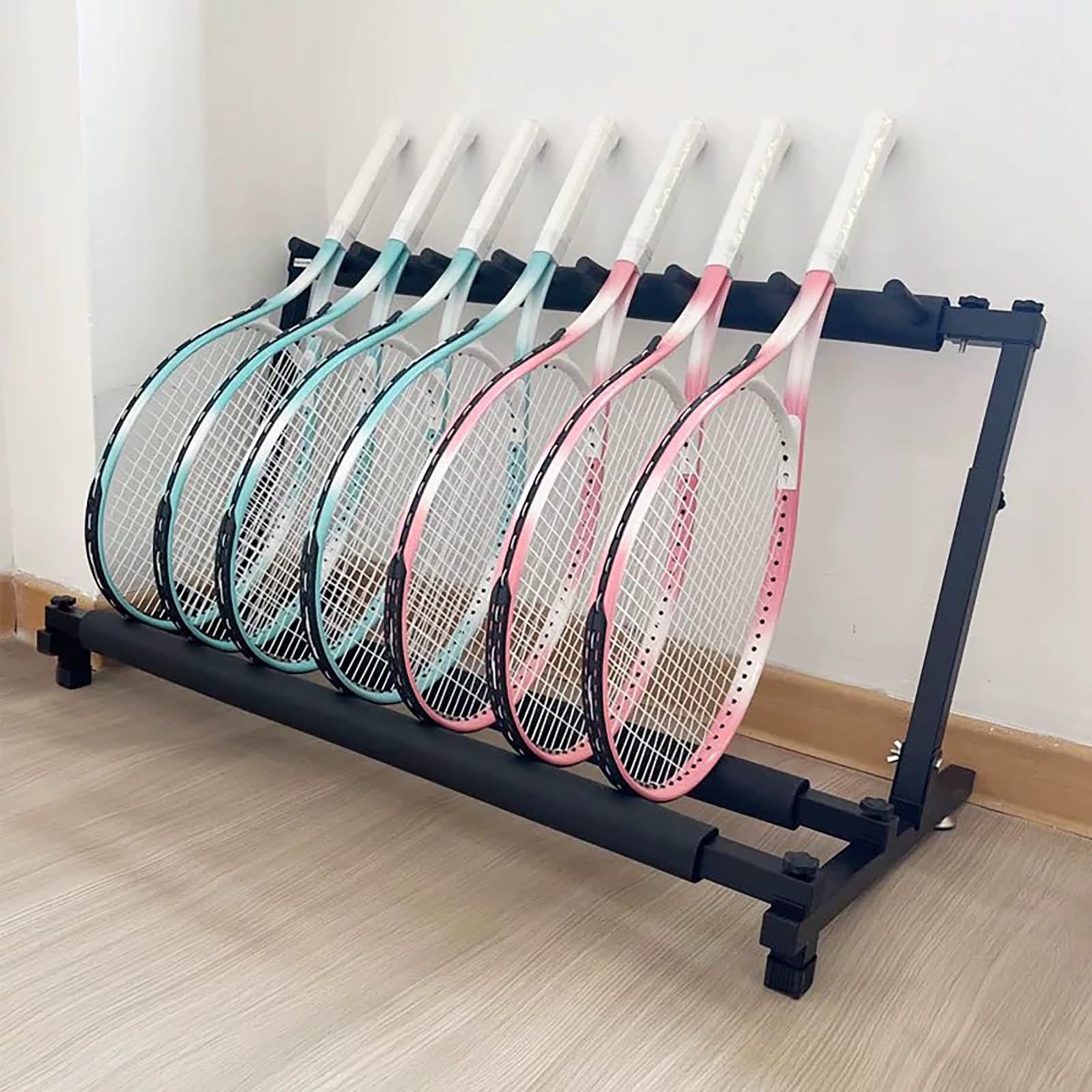 Rastrelliera per racchette da tennis, autoportante, per tennis, badminton, violini e chitarre, ideale per stadio, campo e uso domestico, contiene fino a 10 articoli