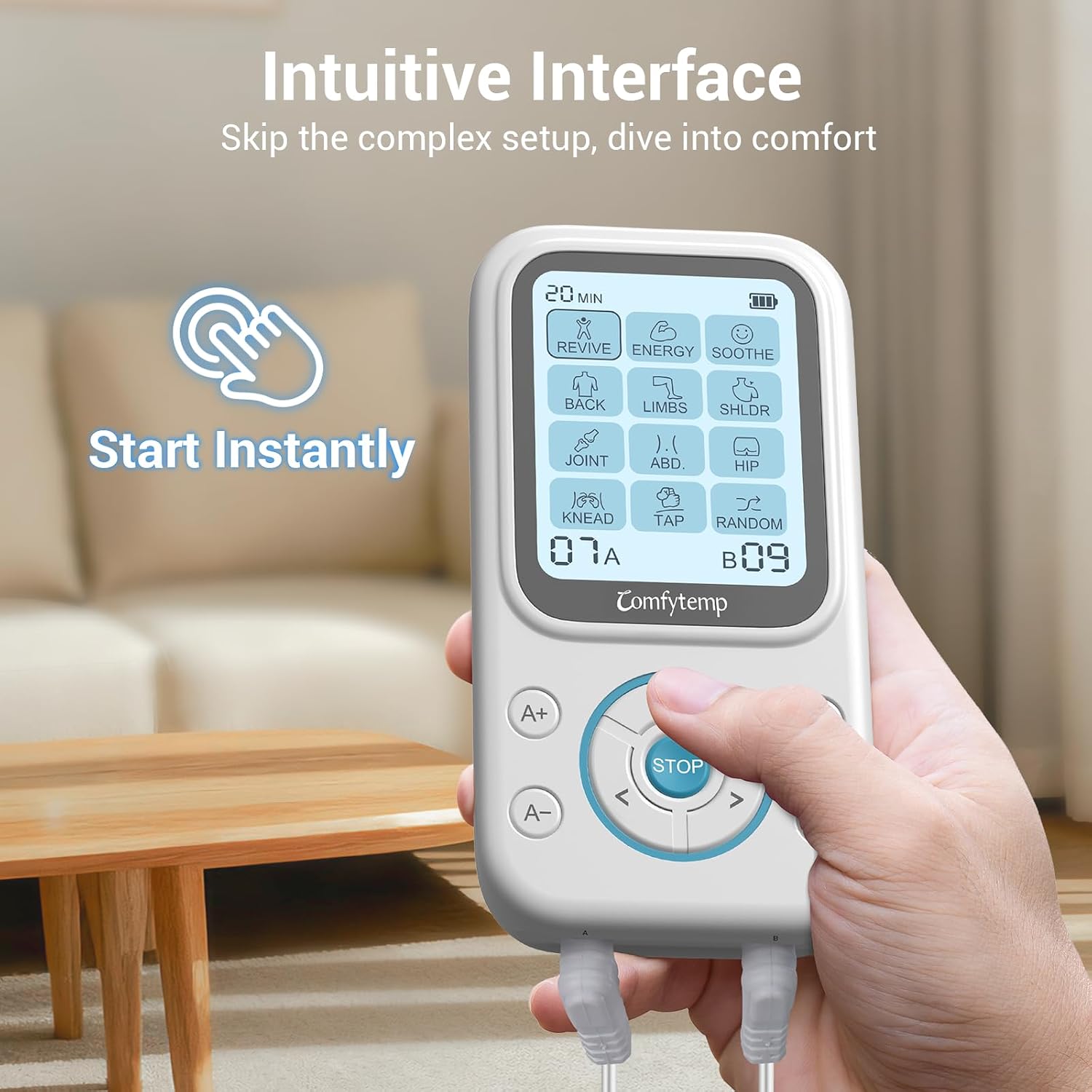 Comfytemp TENS Unit with Specialized Pads for Lower Back & Neck Shoulder Pain Relief, Easy-to-Use TENS Unit Muscle Stimulator with Large Display, Portable Dual Channel TENS Machine with Carrying Case thumbnail