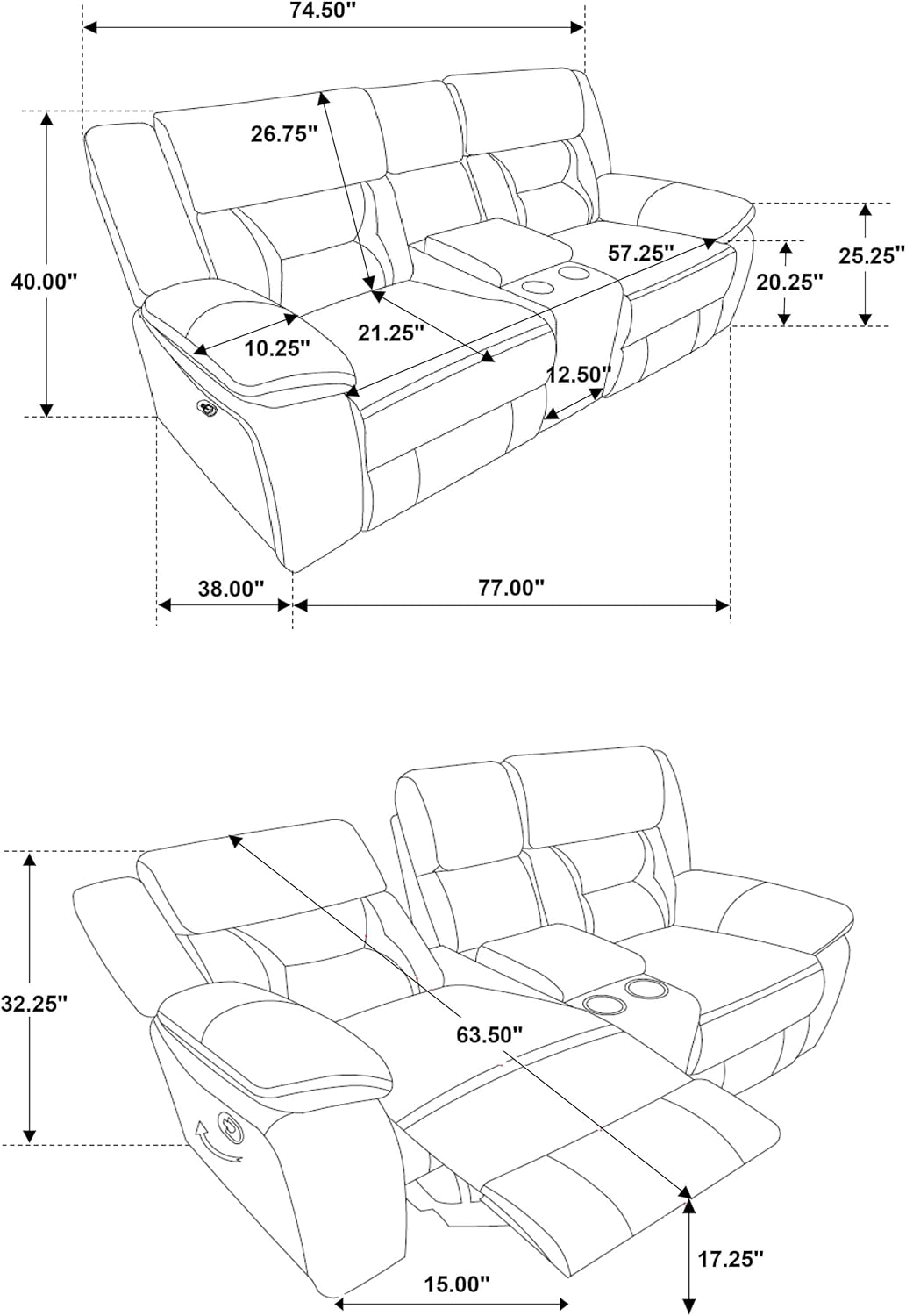 Coaster Home Furnishings - Greer - Faux Leather Upholstered Motion Reclining Loveseat with Console, Lift-Top Container, and Built-in Cupholders - Living Room & Home Theater - Brown - 651355