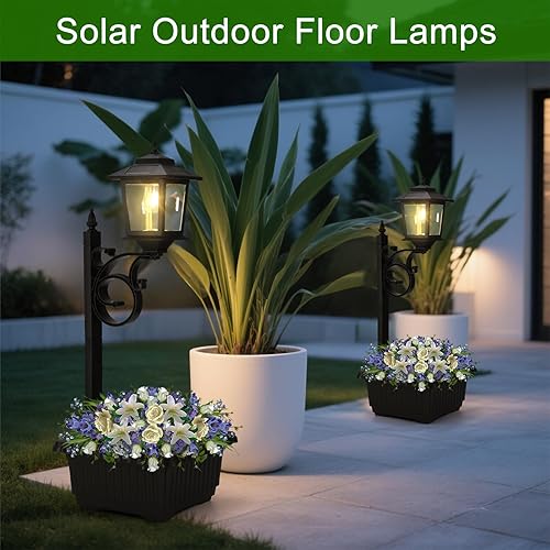 Miniatura 6 de Macetas para exteriores 2 en 1, lámparas de pie impermeables, luces solares de montaje en pared, lámpara decorativa al aire libre para jardín,