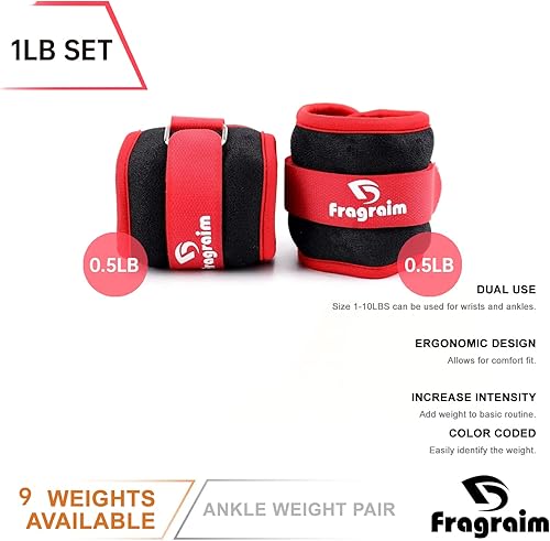 Miniatura 2 de Fragraim - Juego de pesas de tobillo para mujeres, hombres y niños, ideal para entrenamiento de fuerza para muñecapiernabrazo, correa ajustable, 1