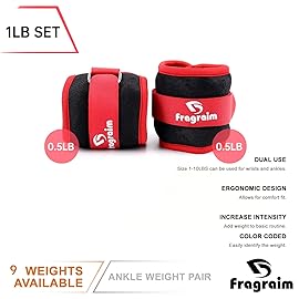 Ankle Weights for Women, Men and Kids - 0.5 LB x 2 Strength Training Wrist/Leg/Arm Weight with Adjustable Strap for Jogging, Gymnastics, Aerobics, Physical Therapy (Red)