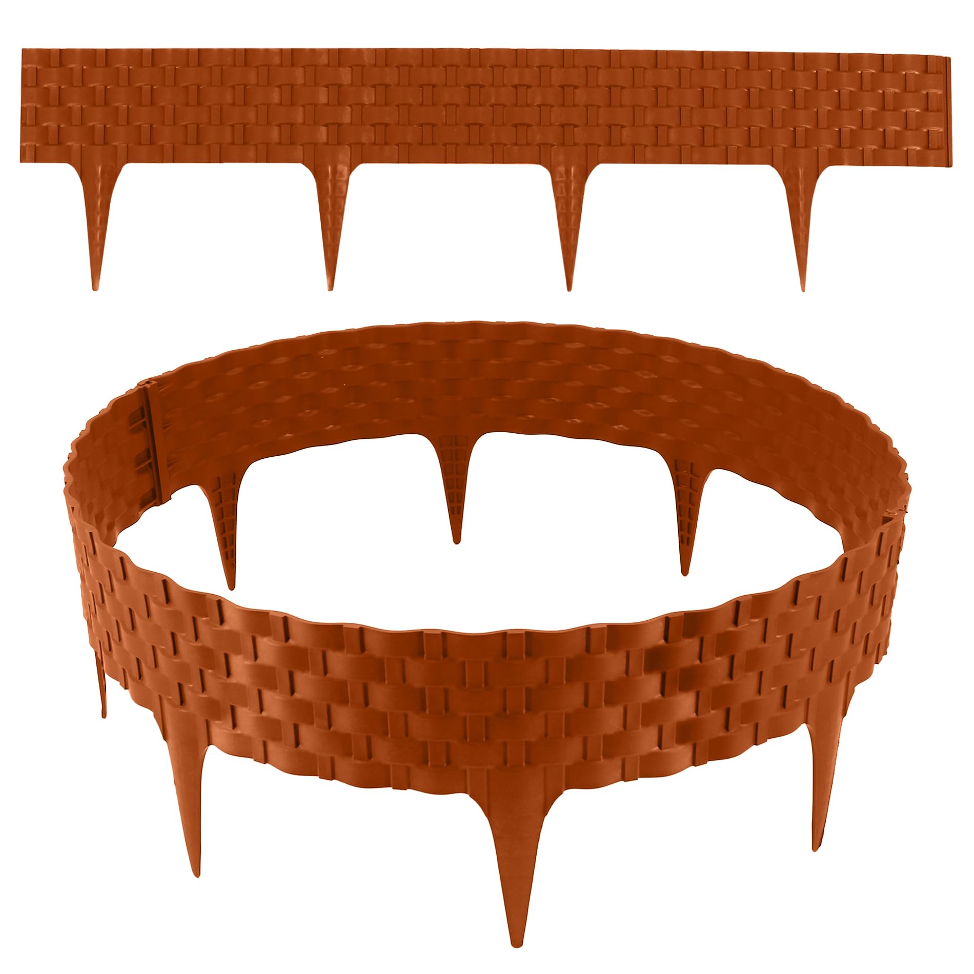 Aquagart Rasenkante Rattanoptik I 3,2m I Kunststoff Beeteinfassung für Beet-& Rasenabgrenzungen I Flexible Beetumrandung für runde & eckige Formen I für Gartenflächen & Deko (Terracotta)