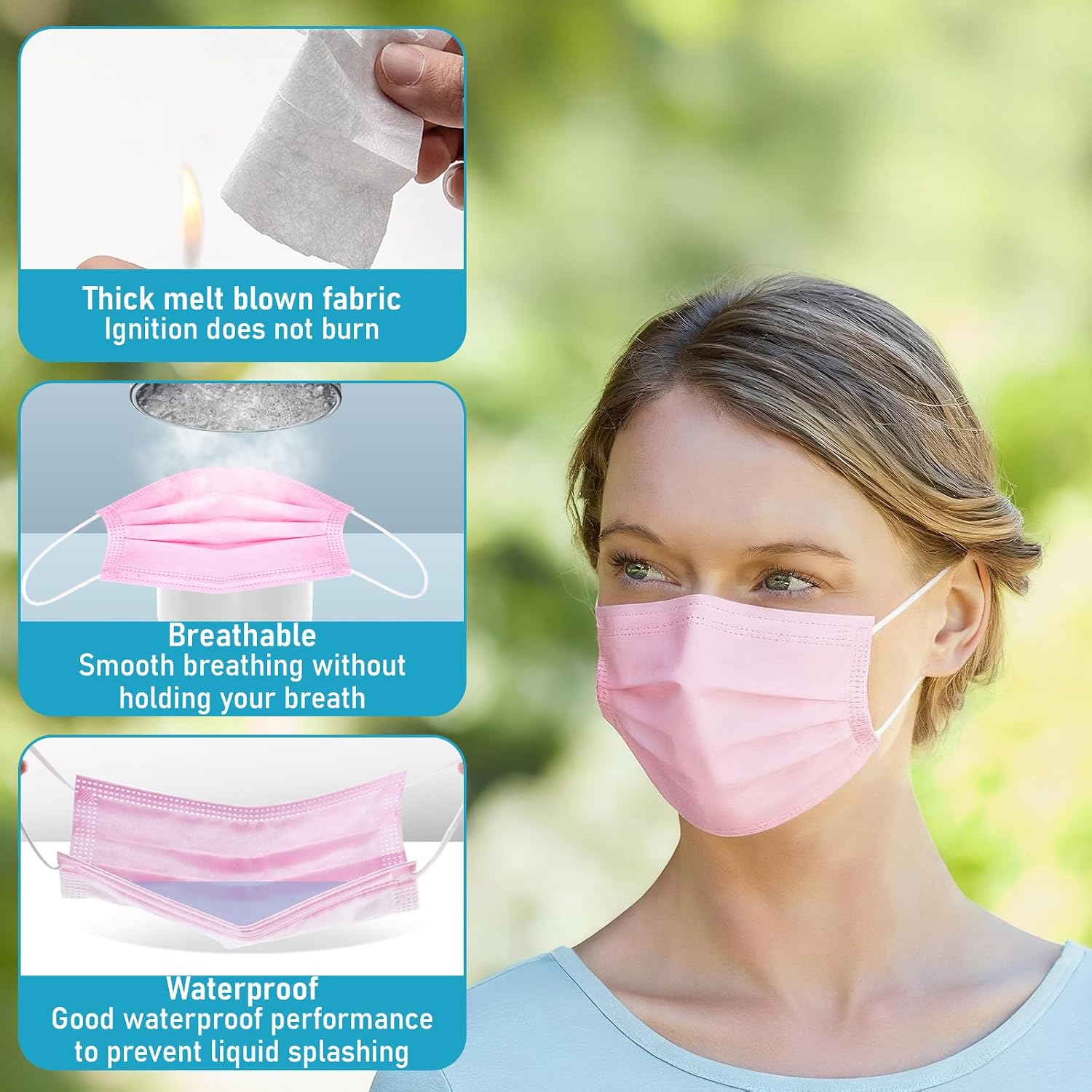 Individually Wrapped 4-Layer Filter Disposable Face Mask Single Use Dust Safety Face Mask Flat Earloop Latex-Free 50pcs
