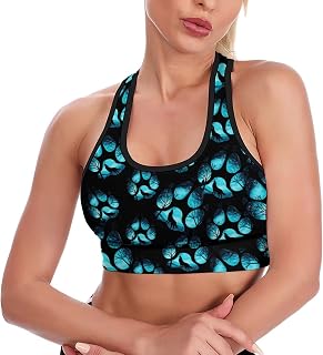 Paw Galaxy Night Wolf Women's Yoga Bra Top Racerback Sports Padded Bra Workout Gym Bras