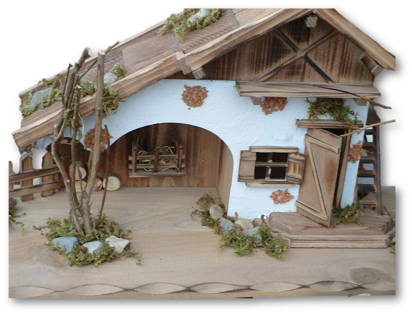 XL Modellhaus grosses Holzhaus Krippe 55cm Weihnachtskrippe