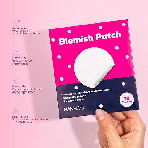 Miniatura 2 de Hanhoo Blemish Patch, 288 unidades, incluye parches de espinillas hidrocoloides que encogen las espinillas, absorben líquidos y protegen de la