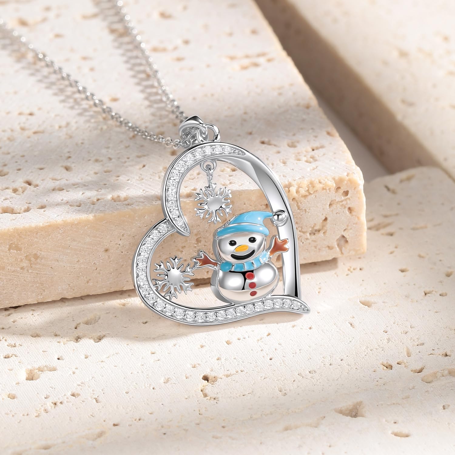 Snowman Necklace Christmas Gifts Sterling Silver Snowman Snowflake Pendant Christmas Jewelry for Women - Image 5