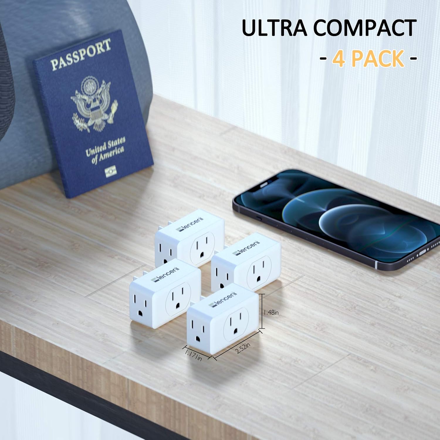 3 Prong to 2 Prong Adapter, LENCENT Plug Extender, Wall Plug Splitter with 3 AC Outlets, Travel Power Adaptor for US to Japan Japanese Philippines-Type A, Cruise Ship Approved, 4 Pack