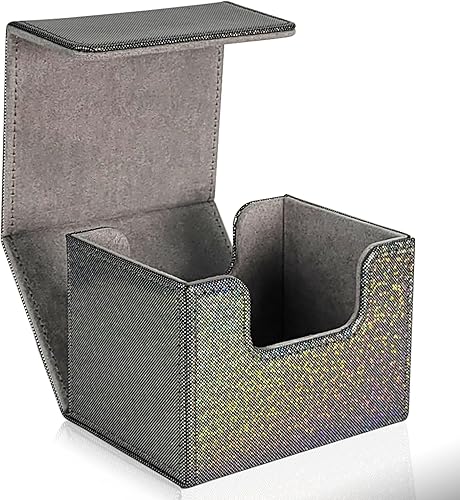 Dmoicols Caja de almacenamiento de tarjetas coleccionables de cuero, caja horizontal individual (punto negro brillante)