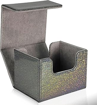 Dmoicols Trading Card Storage Box Leather Card Decck Box Horizontal Single One Sparkly Black Point