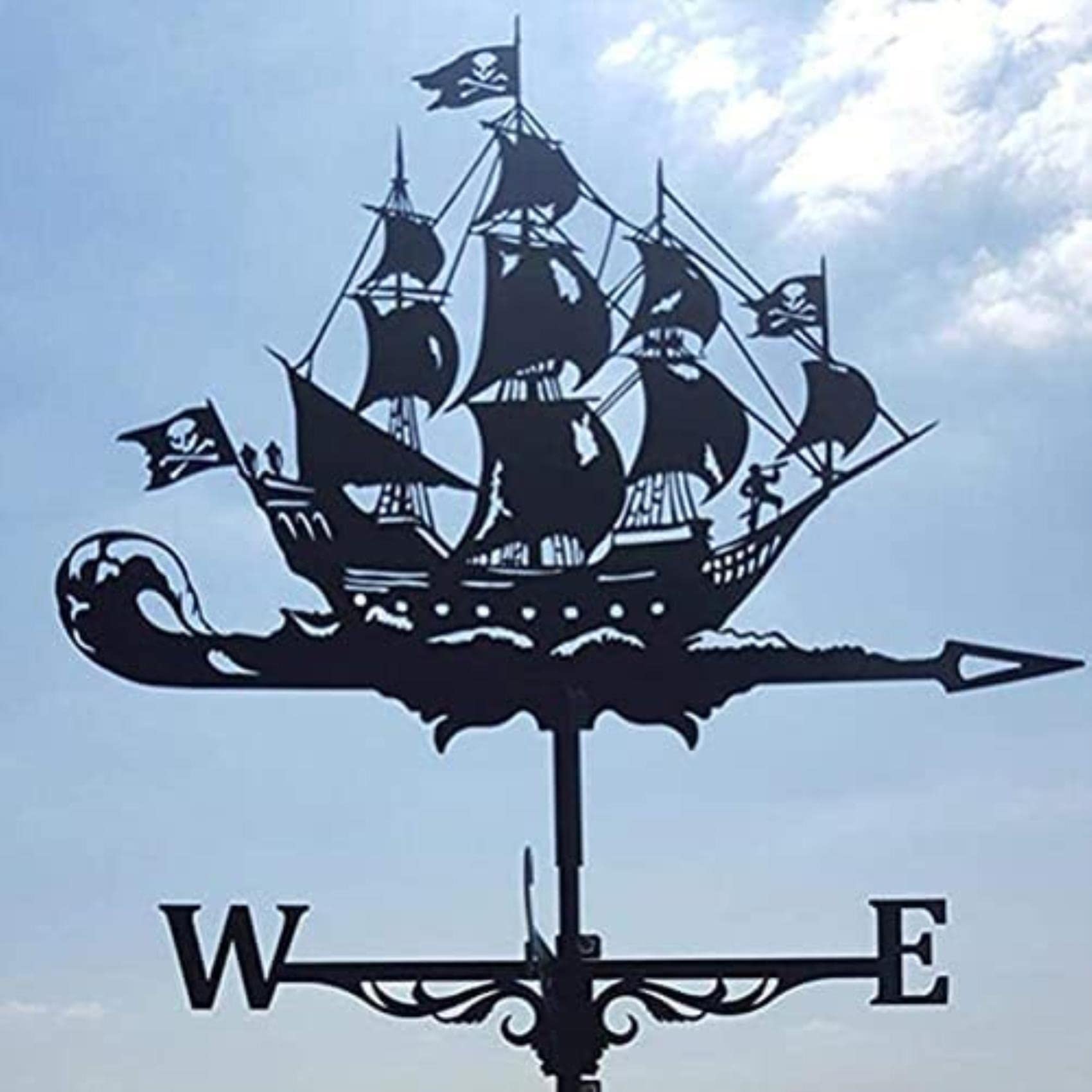 Weather Vane, Sailboat Battleship Marines Dragon Shaped Stainless Steel, Retro Farm Scene, Decorative Garden Stake Weathervane (Color : Sailboat)
