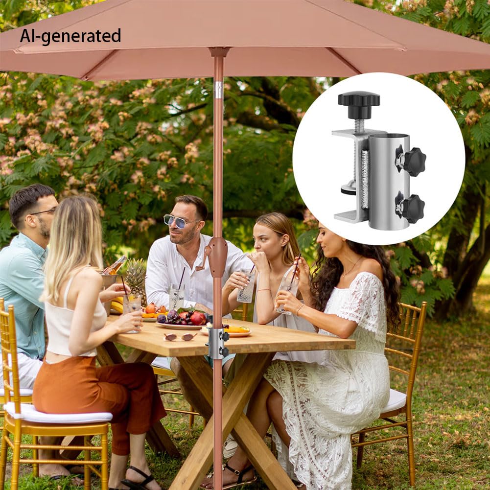 clamp-on patio umbrella for patio table Amazon.com : DIANGUOLUZHE Heavy Duty Upgraded Stainless Steel Umbrella Clamp 、Outdoor Umbrella Holder,Parasol Holder,Patio Umbrella Stand Clip,Attaches  to Post Railing,BenchesCourtyard Balcony : Patio, Lawn & Garden