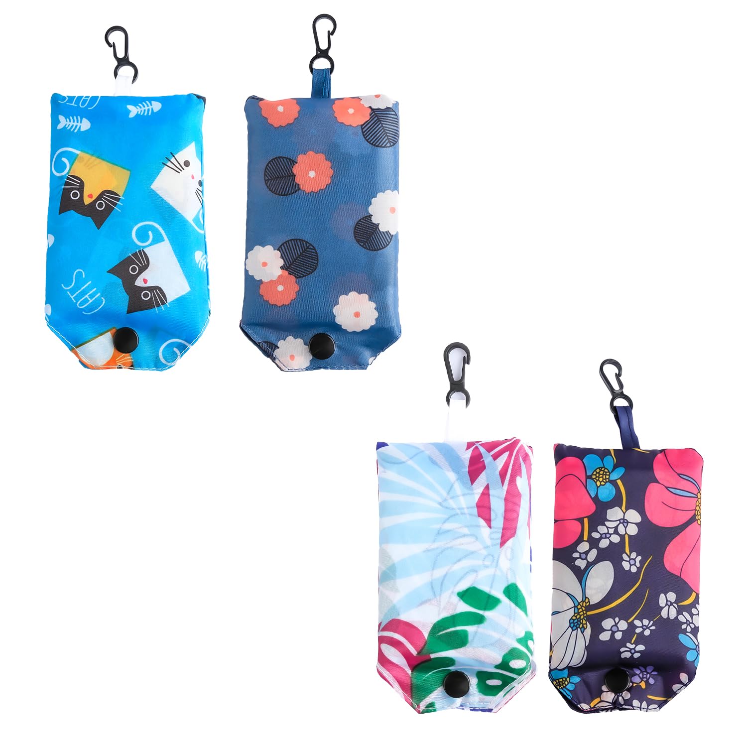 Bojueshaw 4pcs Foldable Shopping Bags, Waterproof Tote Bags, Washable Grocery Bags, Eco Tote Bags for Daily Shopping Travel, Outdoors