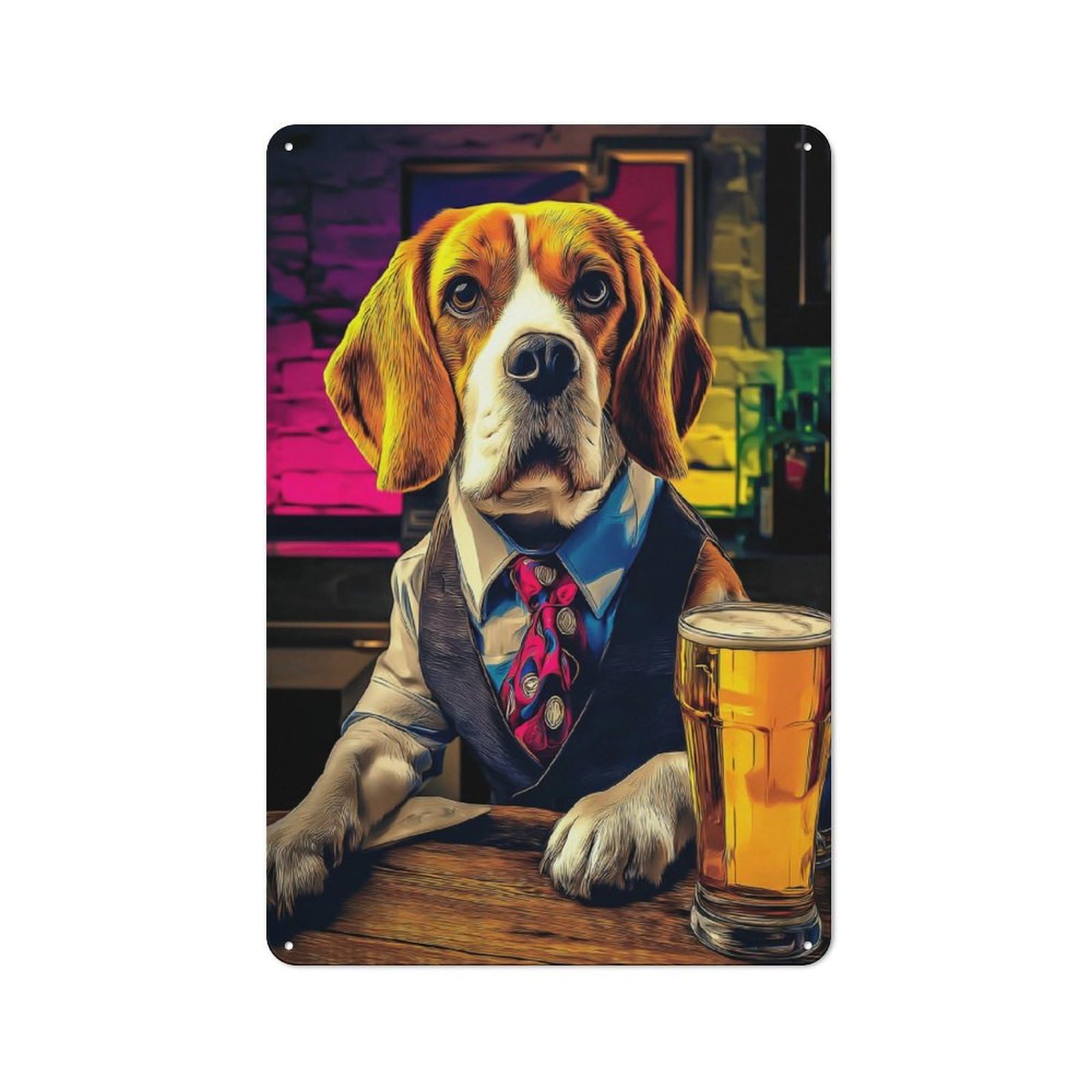 Junmoney Chill Dog With Cold Beer Metal Wall Art Sign 30X20cm, Modern Retro Urban Room Decor For Modern Home, Workshop, Office Or Cafe