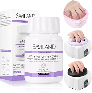 SAVILAND Nail Glue Remover: 80 ML Press On Nail Remover with Sponge Zero Friction Stick On Nails Glue Easy to Use Nail Glue Remover for Press On Nails Controllable Dosage Fake Nail Remover for Home