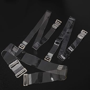 KALIONE Clear Bra Straps, Invisible Clear Back Straps, Non-Slip Adjustable Bra Strap, Clear Straps for Strapless Bra