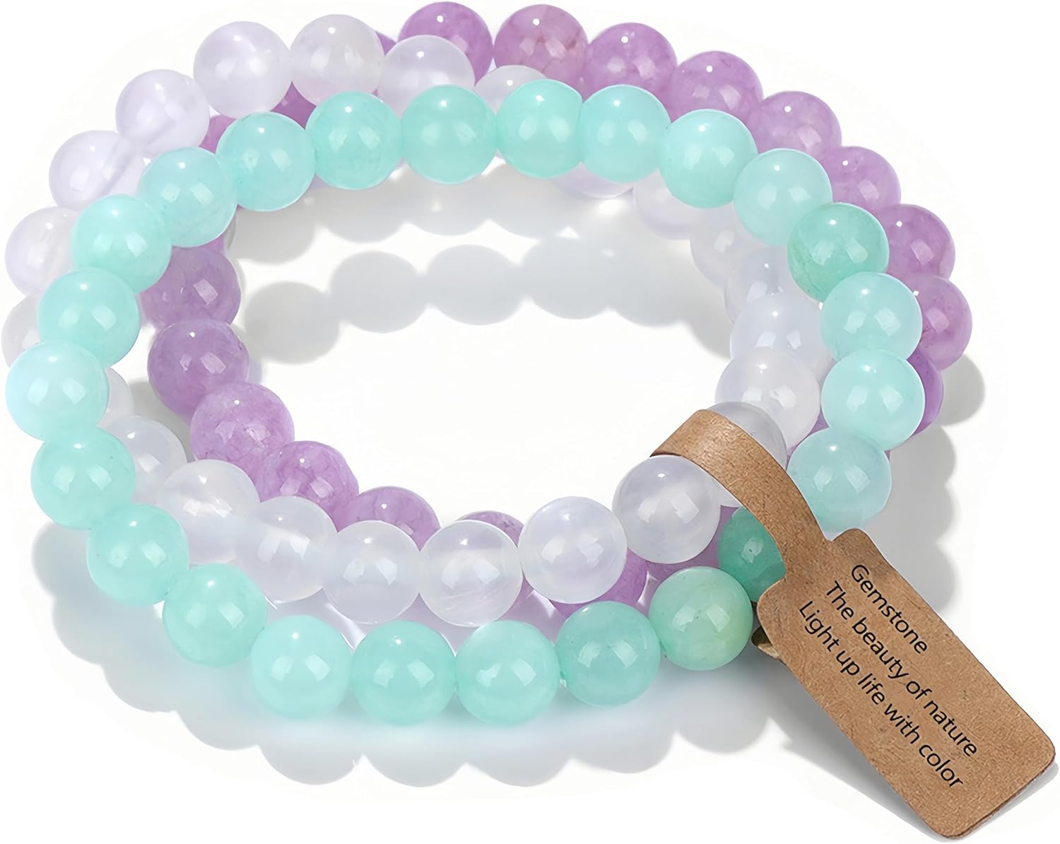 Healing Crystals Bracelet, Natural Gemstones Yoga Reiki Bangle, Anxiety bracelet for Its positive energy endows you with confidence and brings happiness and good luck