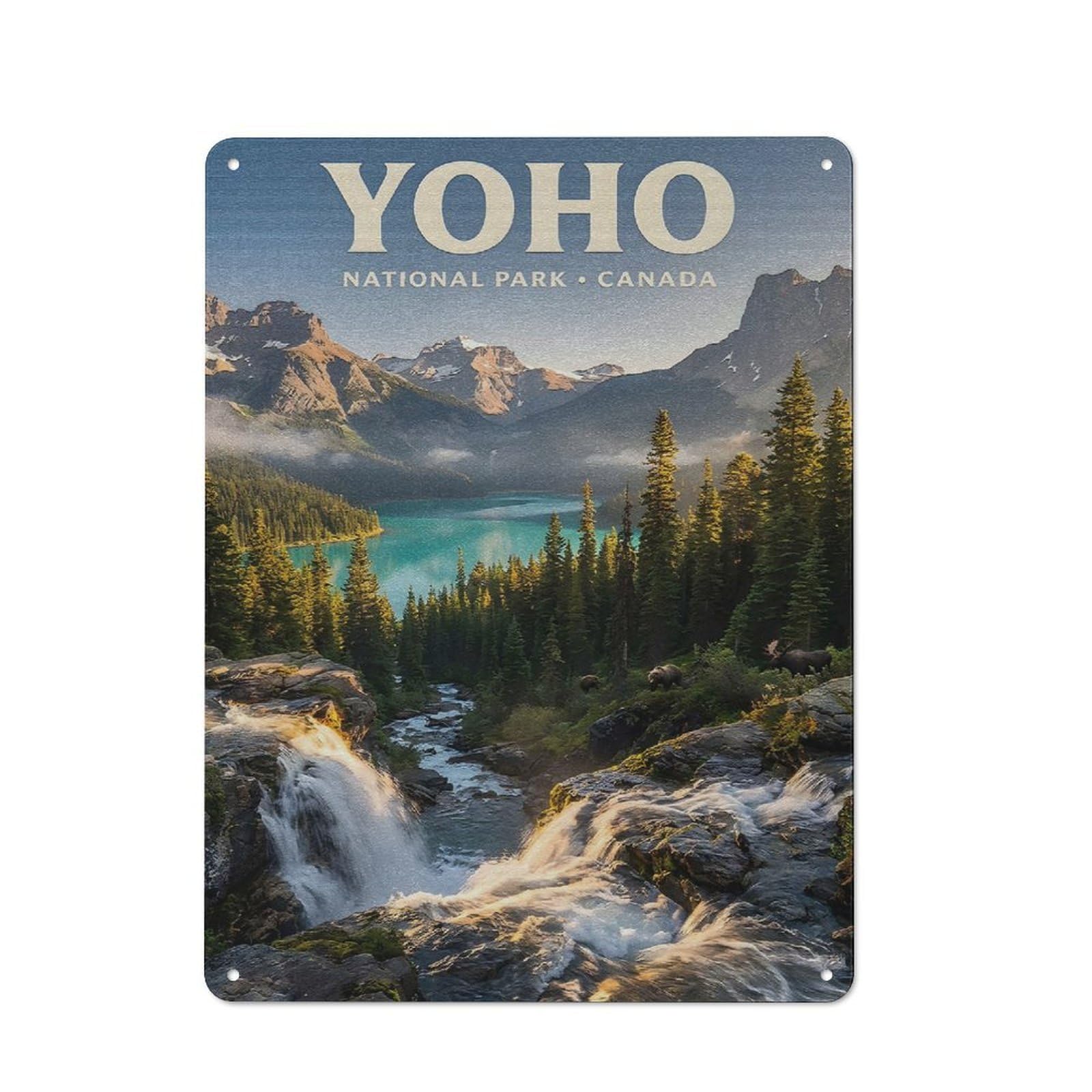 Junmoney Style-6 Yoho National Park Canada Landscape Decorative Metal Plaque 40X30cm, Shop Front Style Restaurant Wall Art For Coffee Bar, Small Shop Or Dining Room