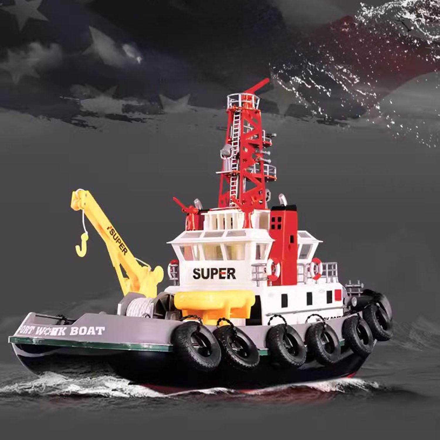 2,4-GHz Henglong RC-Feuerwehrboot ferngesteuertes Wasserstrahlschiff Modell | Echtes Wasserstrahlsystem für realistische Spritzfunktion, kompaktes ferngesteuertes Boot für Wasser-Hobbyisten
