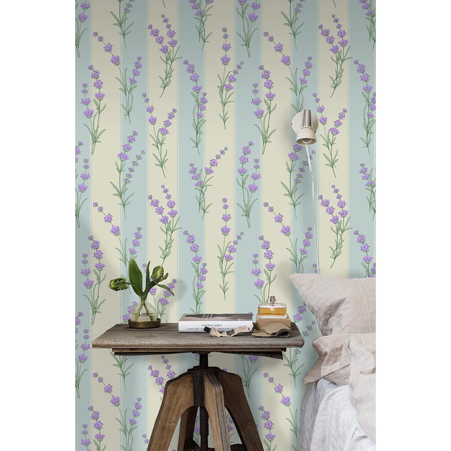 Papier peint fleurs de lavande violet 104x70cm en latex Coloray pour meuble et mur