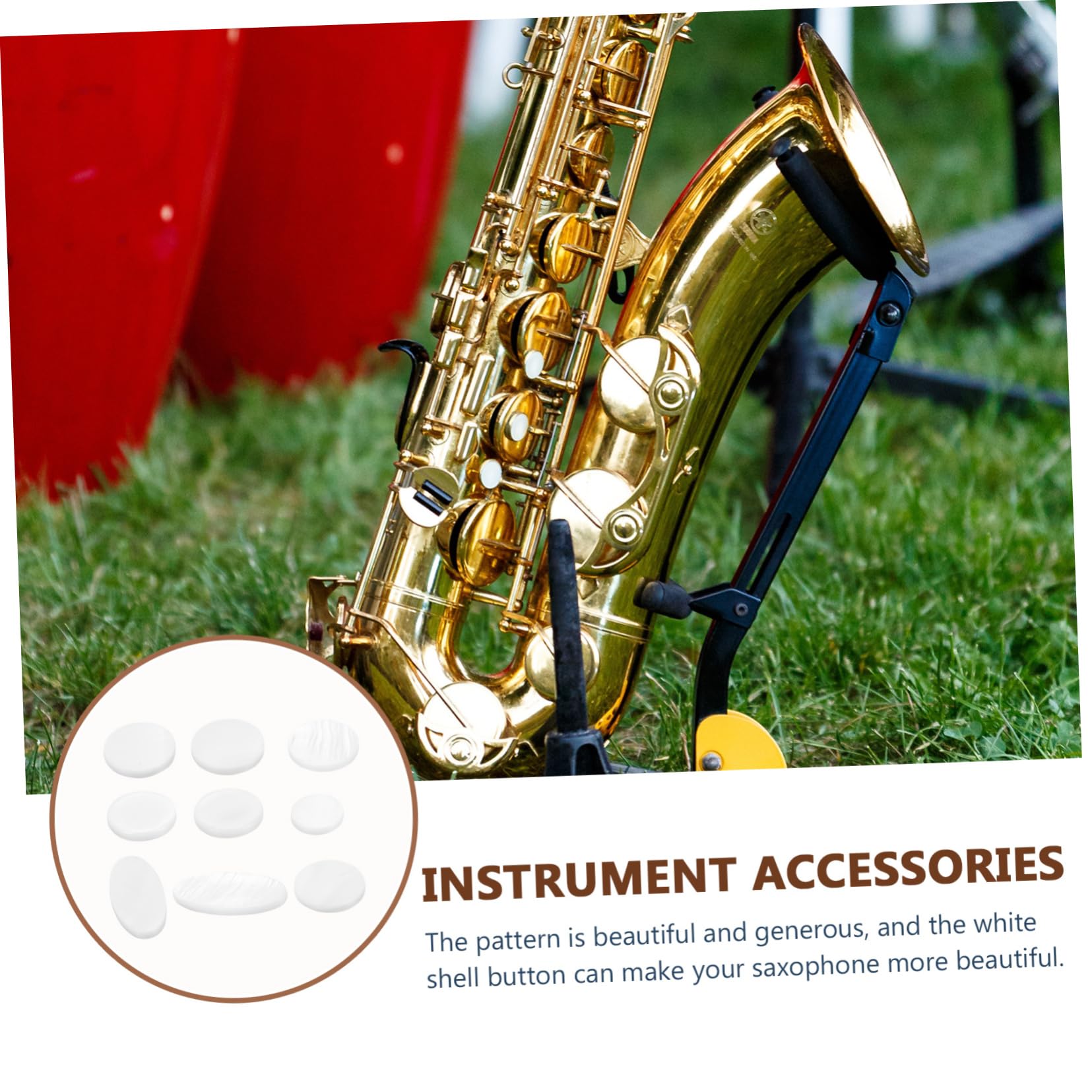 BESPORTBLE 9Pcs Elegant Durable Saxophone Shell Key Buttons for Alto and Tenor Saxophones Simple Design Accessory for Musicians and present for Sax Enthusiasts