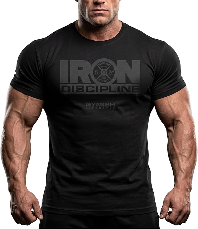 Strength Training Workout T-Shirt Iron Discipline Men’s Gym Training Muscle Tee