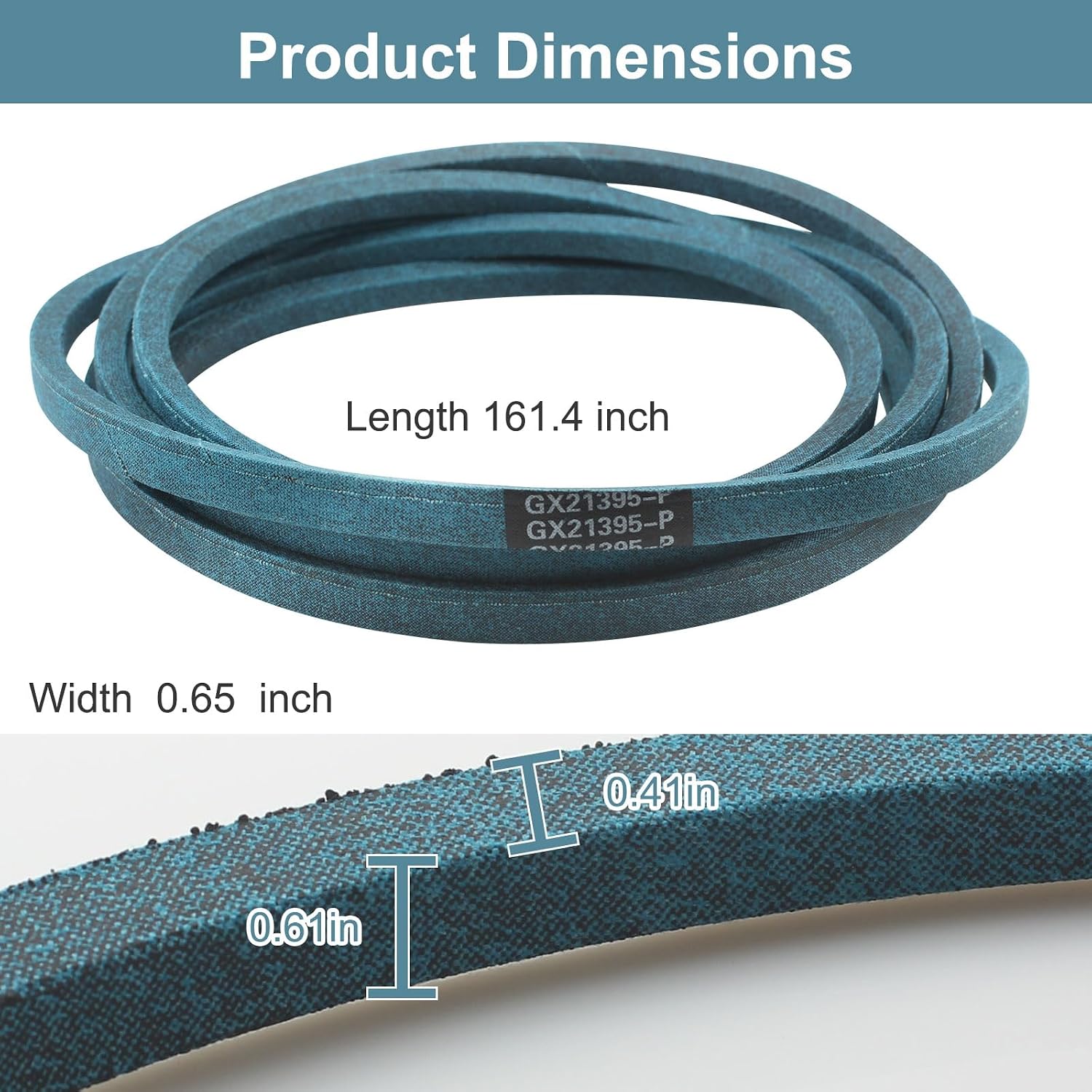 GX21395 Mower Deck Belt for John Deere 190C D170 E180 G110 LA150 LA175, 54 inch Lawn Mower Deck V-Belt (161" x 5/8")