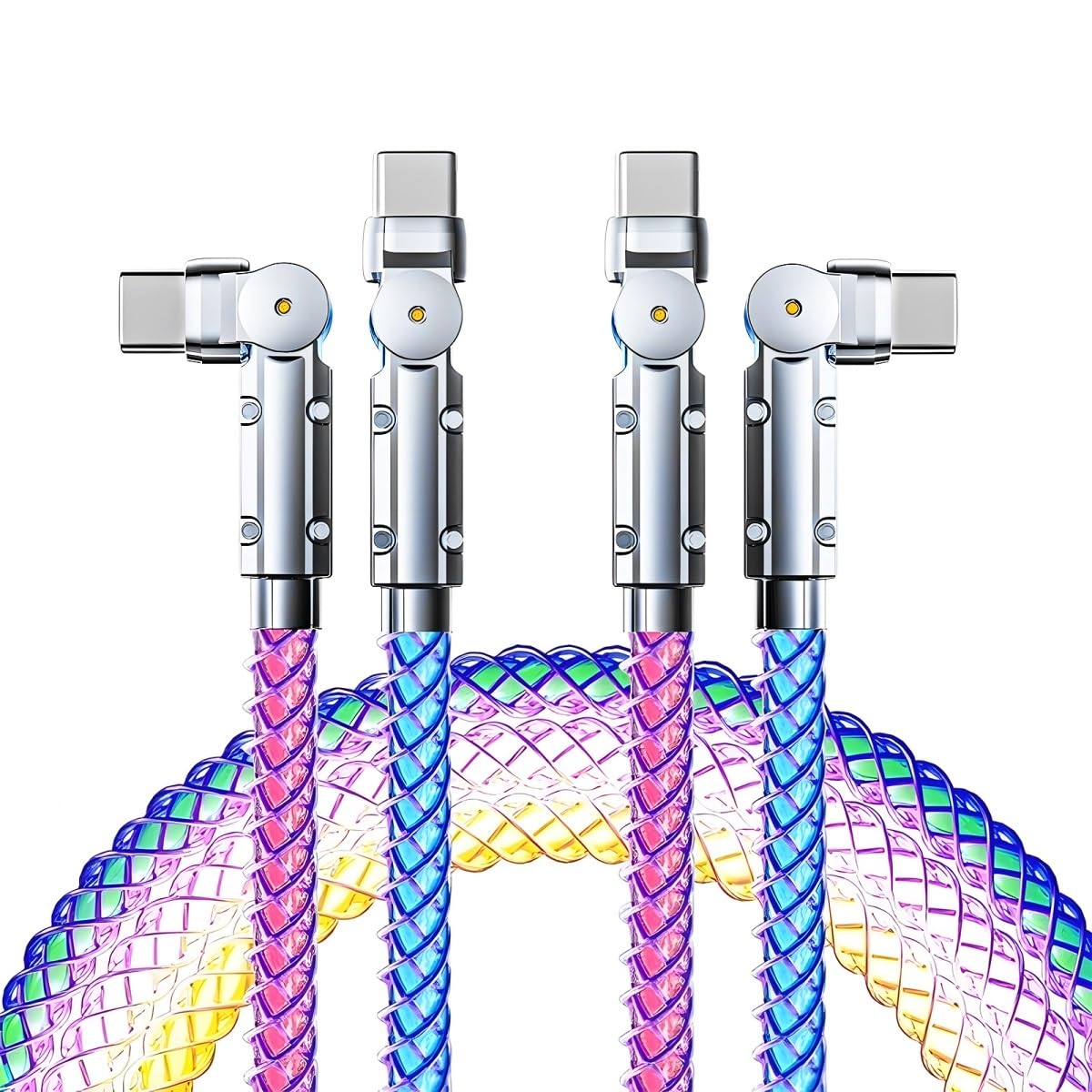 Light up USB-C Cable 2 Pack 5ft USB C to USB C Cable Multicolored RGB Colorful Gradual Type C to C Cord LED Cable Type C Charger Cord for iPhone 17 16 15 Samsung Galaxy S25 S24 S23 S22,Laptops