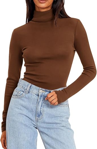 Womens Mock Turtleneck Tops Long Sleeve Fleece Lined Undershirts Thermal Base Layer Underwear for Cold Weather