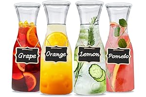 Set of 4 Glass Carafe Water Pitcher Set for Mimosa Bar