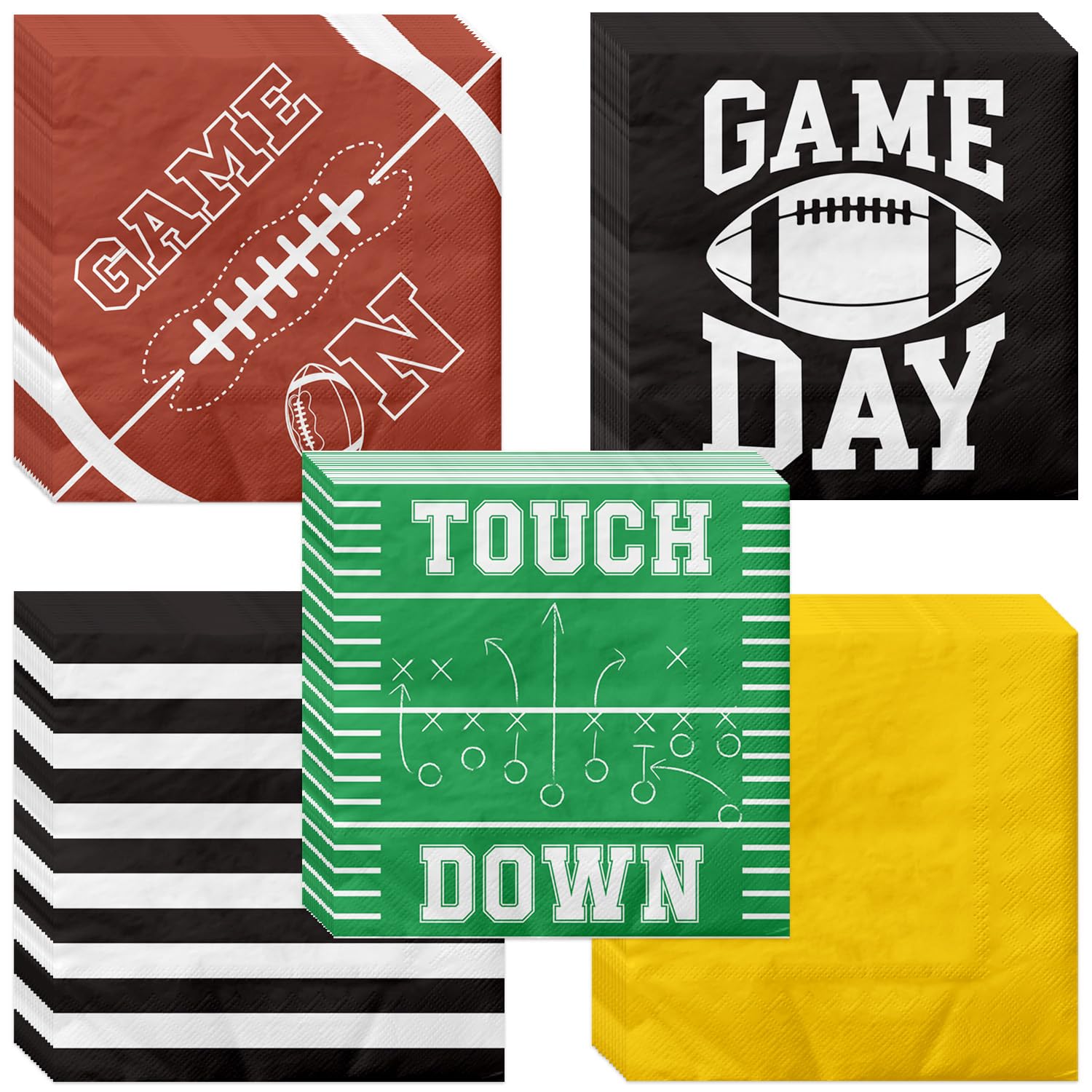 Photo 1 of 100pcs Football Napkins Disposable Football Paper Luncheon Napkins Set for Football Party Decorations Football Game Day Event Birthday Party Supplies, 5 Designs Football Napkins