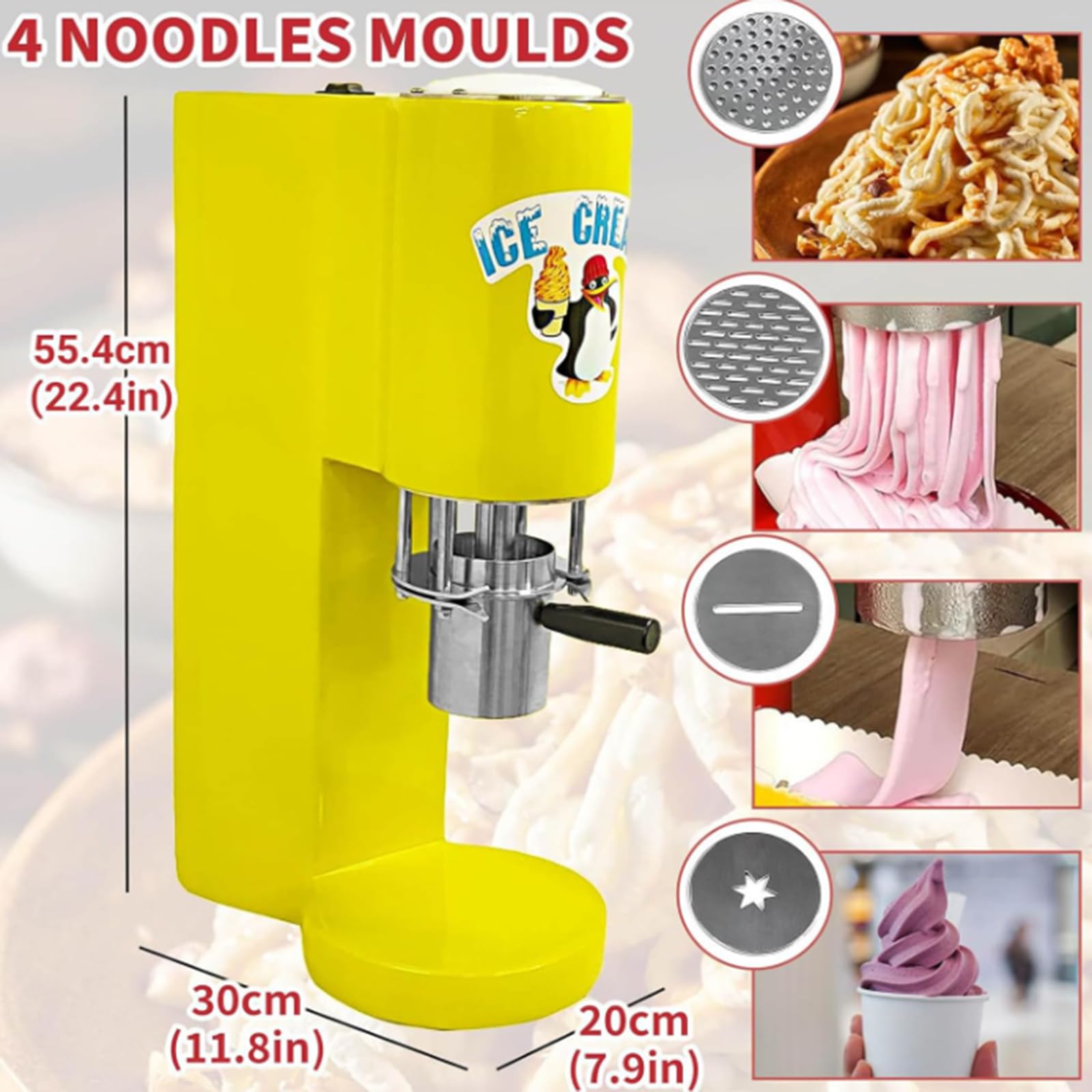 Machine à crème glacée à spaghetti, machine à fabriquer des formes de nouilles pour les magasins de crème glacée, les restaurants et les snack-bars