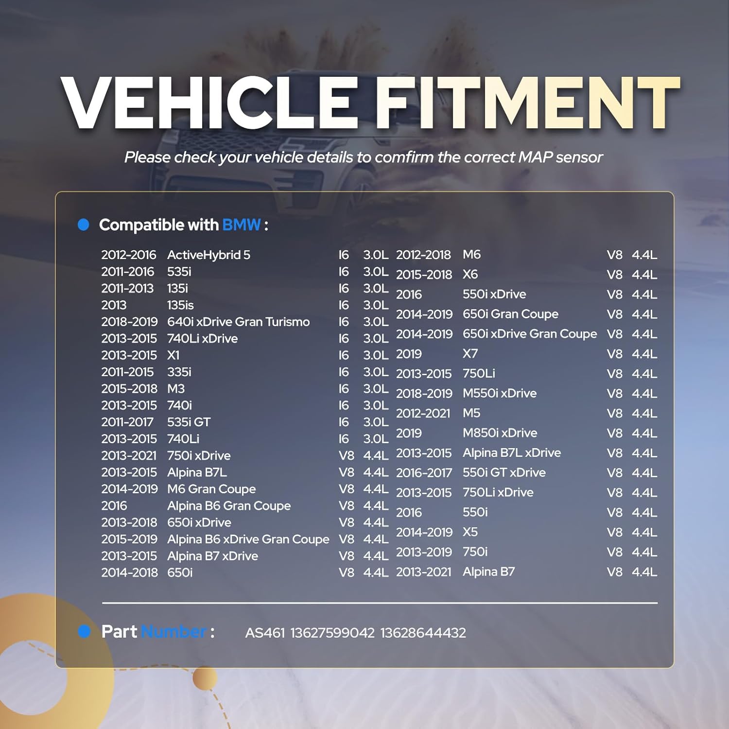 ENA Manifold Absolute Pressure Sensor Compatible with 2011 2012 2013 2014 2015 2016 2017 2018 2019 2020 2021 BMW X3 X5 320i 328i 335i 330i 535i 528i 550i xDrive M5 Replacement for AS461 13627599042