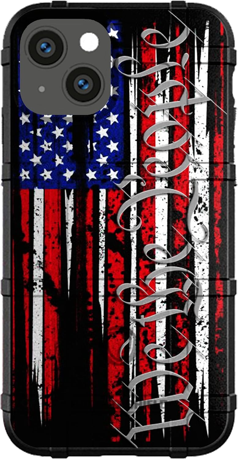 EGO TACTICAL Limited Edition Rugged Shield case Compatible with iPhone 13 Mini [5.4" Screen] Printed in The USA Tattered Reversed USA Flag We The People Constitution