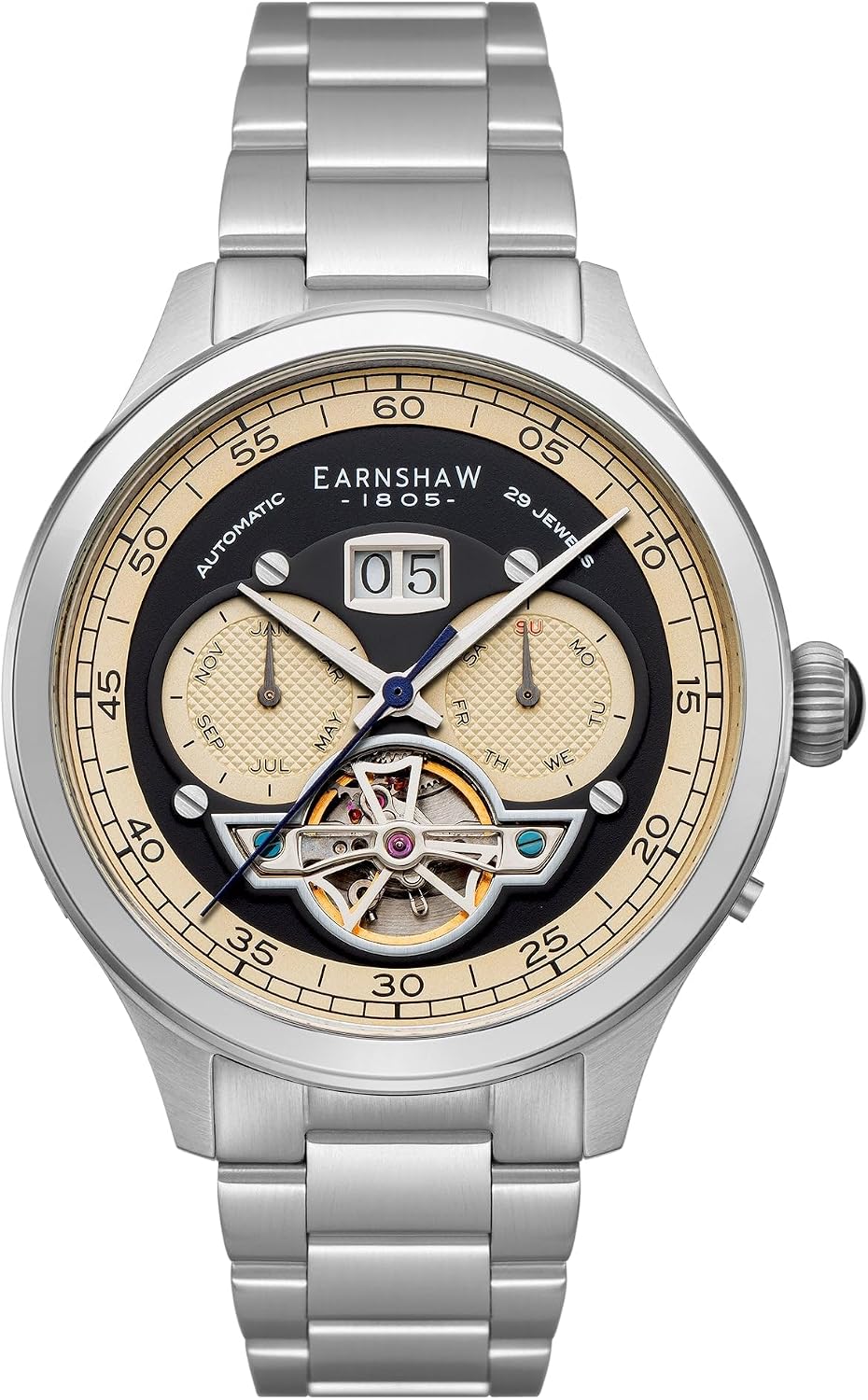 Orologio Automatico Uomo Thomas Earnshaw Baron ES-8187-02 - Quadrante Aperto Giorno Data Mese