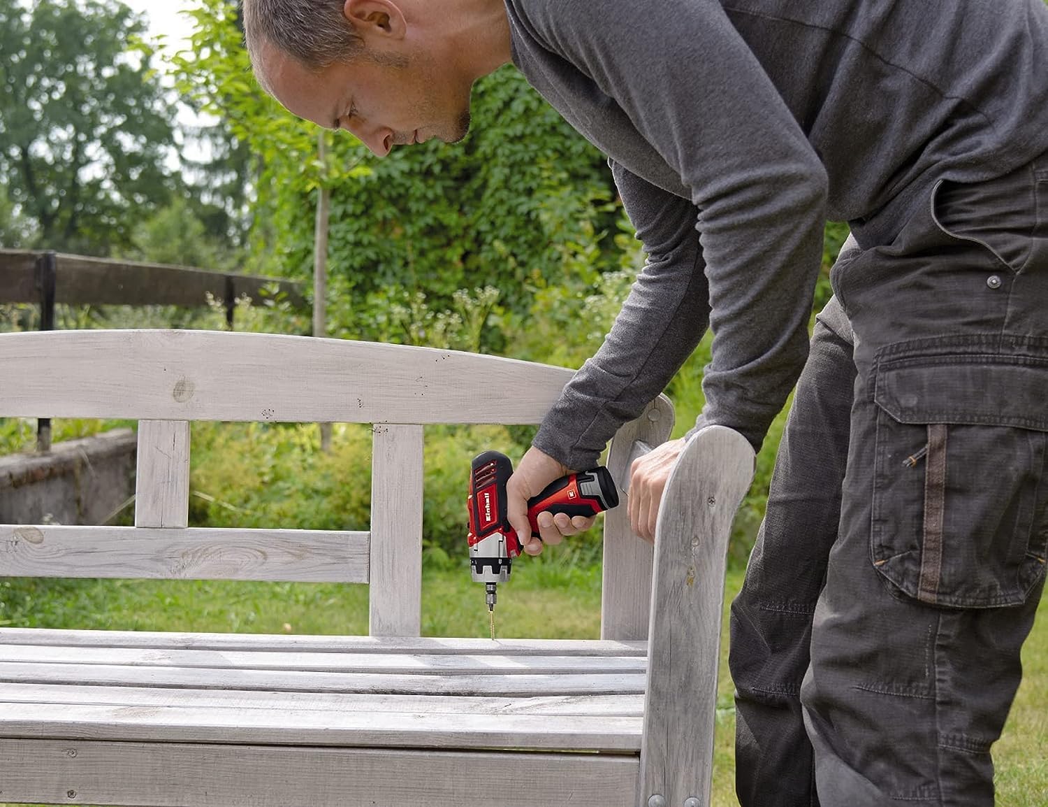 Einhell Visseuse sans fil sur batterie TC-CD 12 Li (12V, 1300 mAh, 20 Nm,2 vitesses, Mandrin amovible monobloc (10 mm), Eclairage LED, Livré en coffret + chargeur rapide) — vue 4