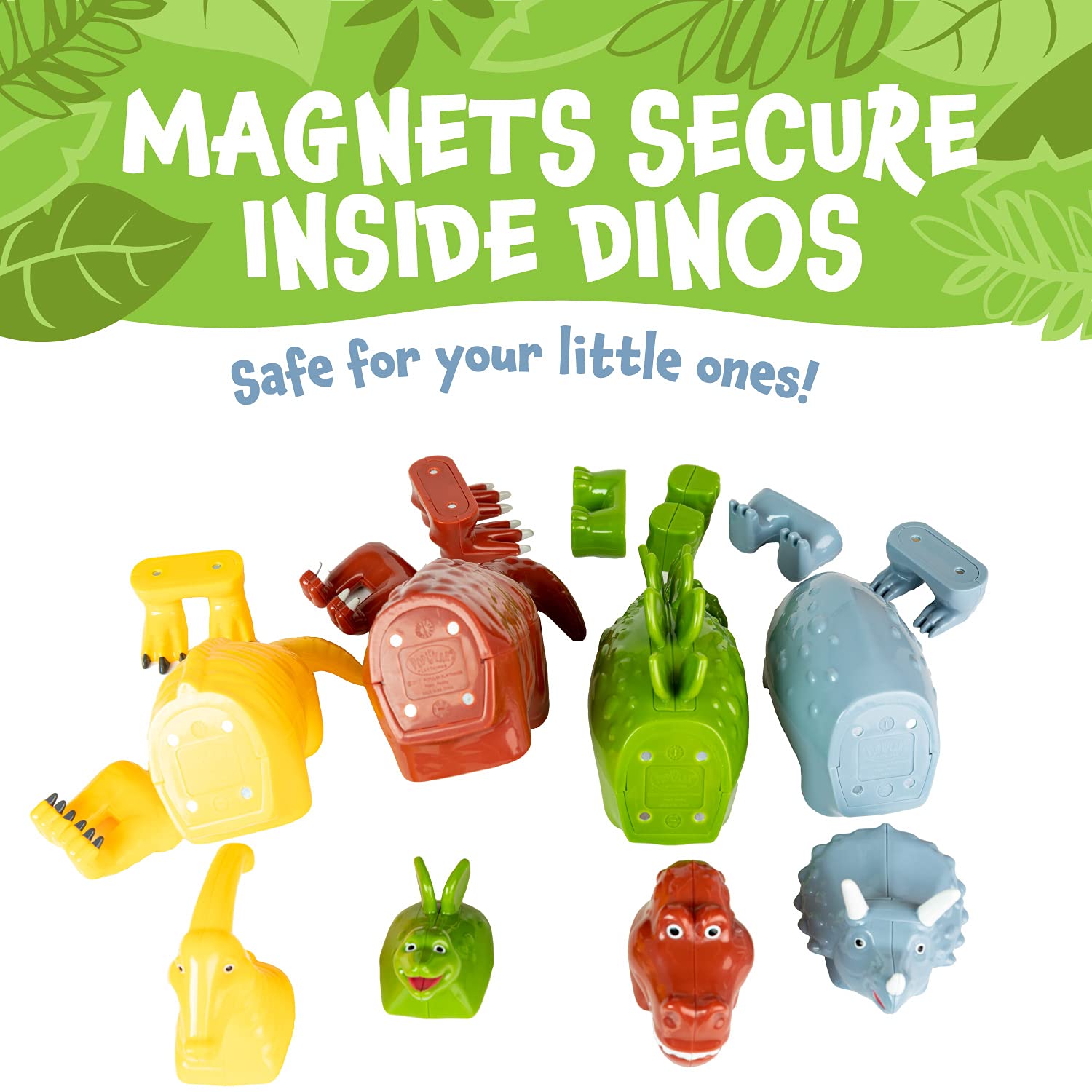 POPULAR PLAYTHINGS Magnetic Dinosaurs for Toddlers 1-3, Mix or Match Dinosaur Toys, Set of 4 Gift for Kids - Dinosaurs - Image 4