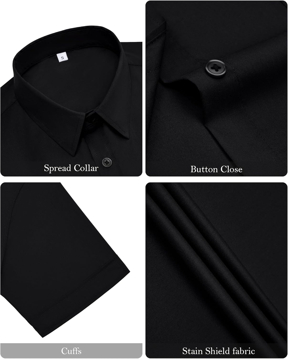 siliteelon Womens Stain Shield Dress Shirts Wrinkle Free Short Sleeve Solid Tops Blouses Button Down Shirts - Image 6