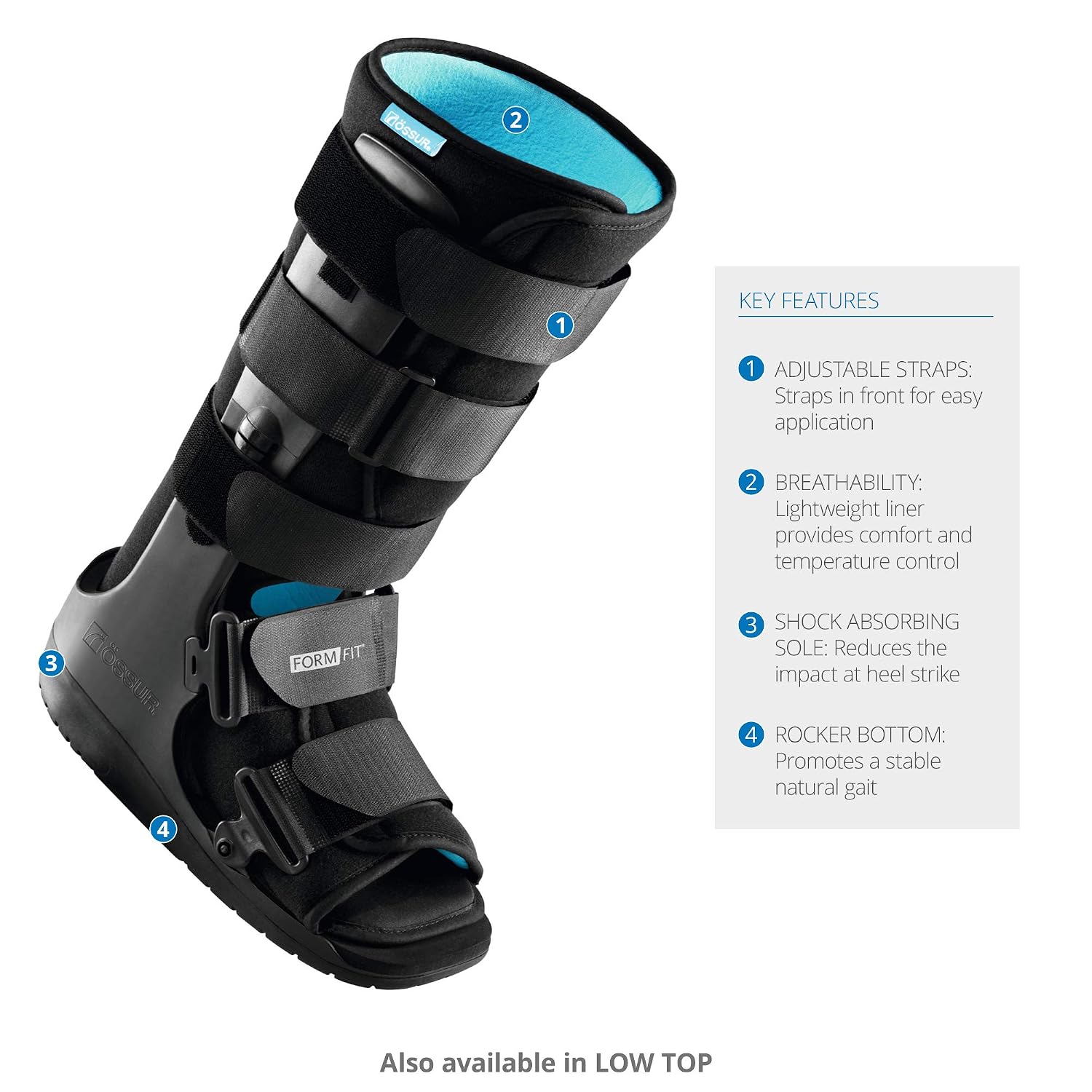 Ossur Formfit Walker Boot (Non-Air) Pneumatic Technology - Medical Grade Walker Boot for Broken Foot, Sprained Ankle, Strains & Stable Fractures, Breathable - (High Top/Small)