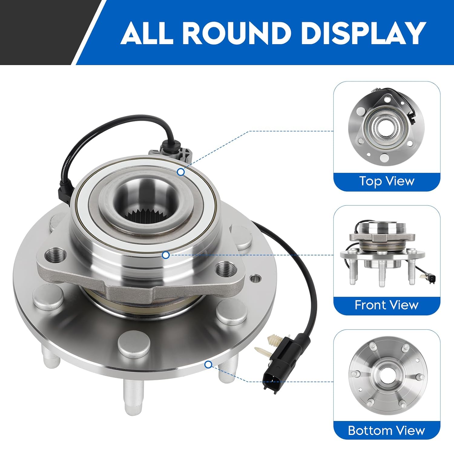 515160 4WD Only Front Wheel Bearing & Hub Assembly for Chevy Chevrolet Silverado 1500 Suburban Tahoe/for GMC Sierra 1500 Limited Yukon XL/for Cadillac Escalade ESV XTS, 6-Lug w/ABS, 2PCS