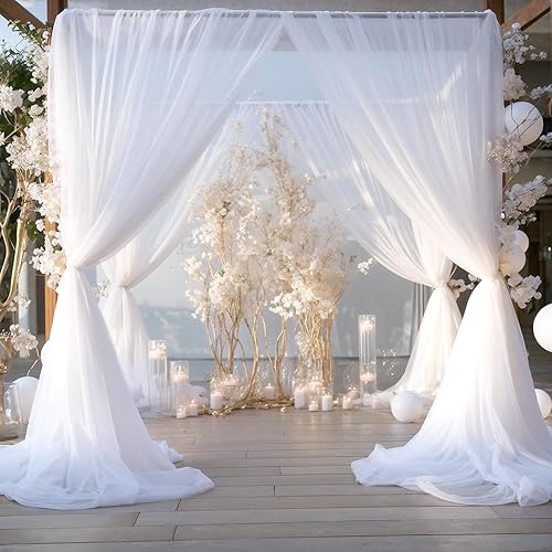 Miniatura 3 de Tao-Ge Cortinas de fondo de tul blanco transparente de 10 x 10 pies para fiestas, bodas, sin arrugas, cortinas para baby shower, fiesta de