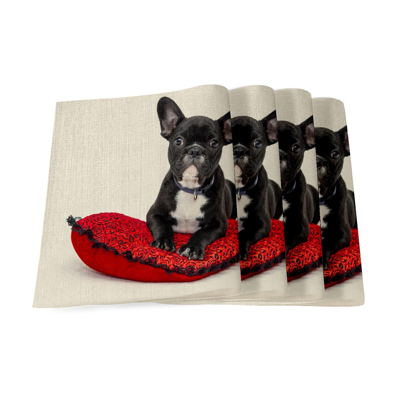 Sets de table bouledogue français chiot mignon pour une touche de tendresse à table