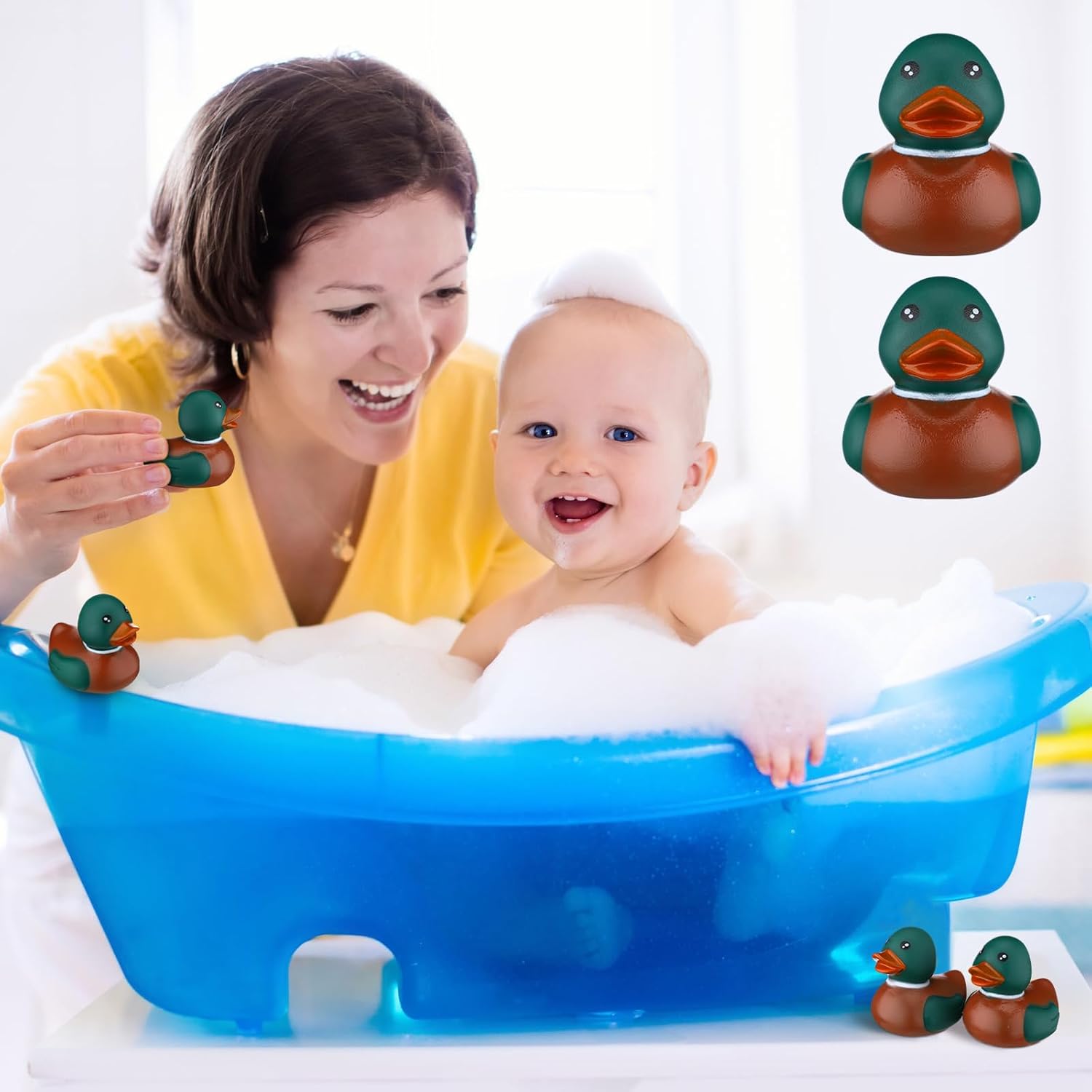 Rubber Duck 2 Inch Duck Bath Floating Rubber Duckies Adorable Party Supplies for Ducky Hunting Birthday Party Gift Nature Birds Lovers Hunting Decoration(48 Pcs,Mallard)