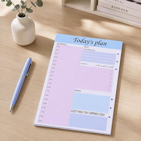 Weekly Planner Notepad - Undated Daily Planner Pad with To Do List, 50Tear Off Sheets, A5 Desk Schedule Organiser for ADHD Adults, Productivity & Meal Planning