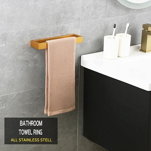 Miniatura 10 de GERZWY Toallero moderno negro SUS304 de acero inoxidable toalla percha anillo para baño Lavatorio montaje en pared estilo contemporáneo HG1706-BK