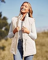 Vista 2 de BTFBM Chaleco casual para mujer, con botones, con cremallera, acolchado, con cordón, sin mangas, con bolsillos